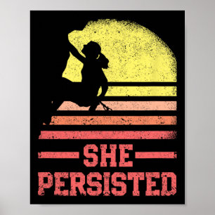 Poster Escalada em Rocha Silhueta Feminina Retro Ela