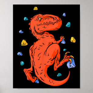 Poster Escalada em Rocha T-rex Dino Bouldering