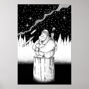 Poster Escalador em uma noite estrelada.