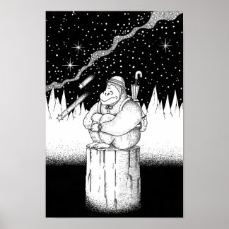 Poster Escalador em uma noite estrelada.