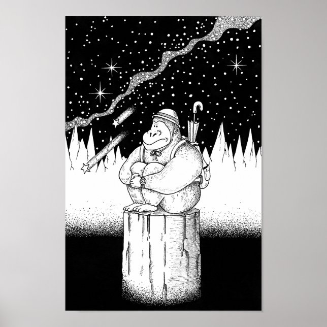Poster Escalador em uma noite estrelada. (Frente)