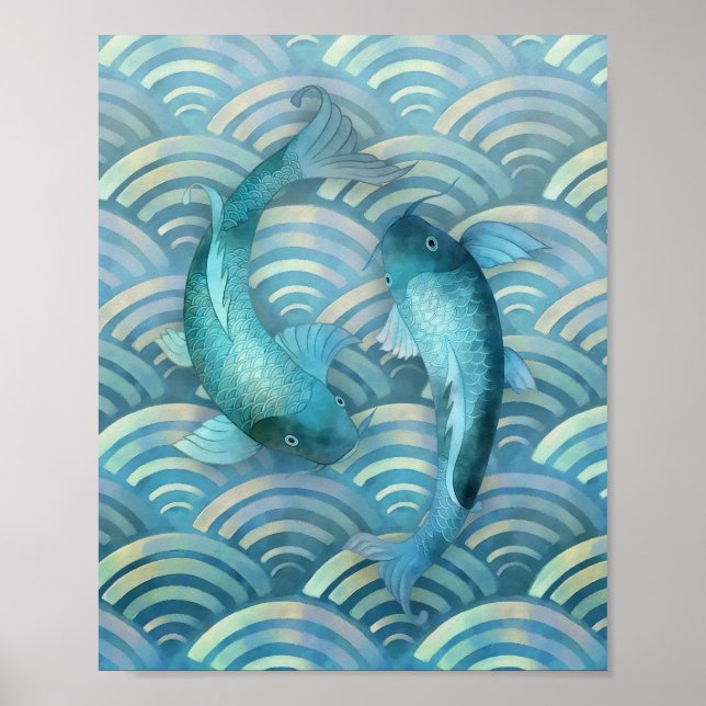 Poster Escalas de Peixe Azul ouro (Frente)