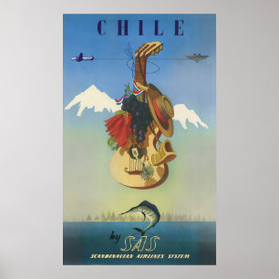 Poster escandinavo da arte das viagens vintage do