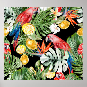 Poster Escape Exótico: Paraíso de Aquarela