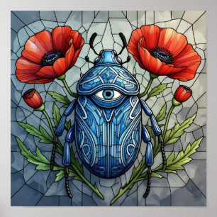 Poster Escaravelho Místico Olho que Tudo Vê Flor de Papou