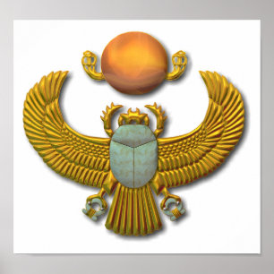 Pôster Escaravelho sagrado egípcio antigo - ouro
