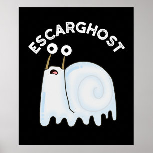 Poster Escarghost Funny French Ghost Snail Pun Dark BG