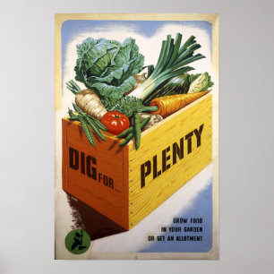 Poster Escavação para a abundância - fruta e Veg