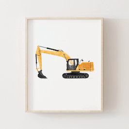 Poster Escavadeira Amarela Decoração Quarto Infantil Cons