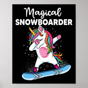 Poster Escoamento de Esqui de Snowboard do Unicórnio Boni