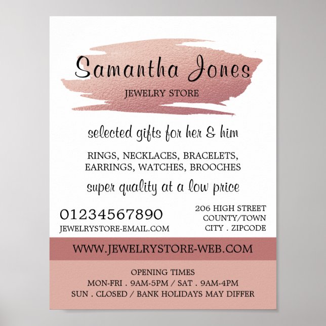 Poster Escoamento de Folha de Ouro Rosa moderna, Loja de  (Frente)