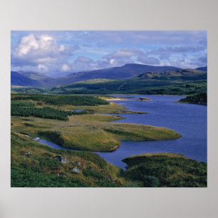 Poster Escócia, Highland, Wester Ross, Loch Garry. Um