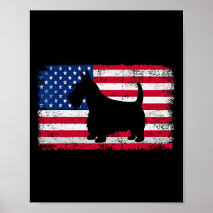 Poster Escócia Terrier Dog 4 de julho América Patriótica