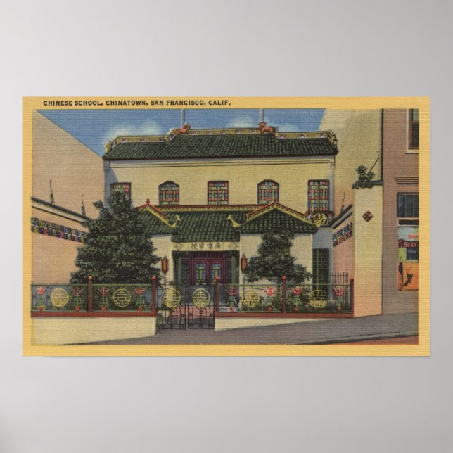 Poster Escola chinesa em Chinatown - São Francisco, CA (Frente)
