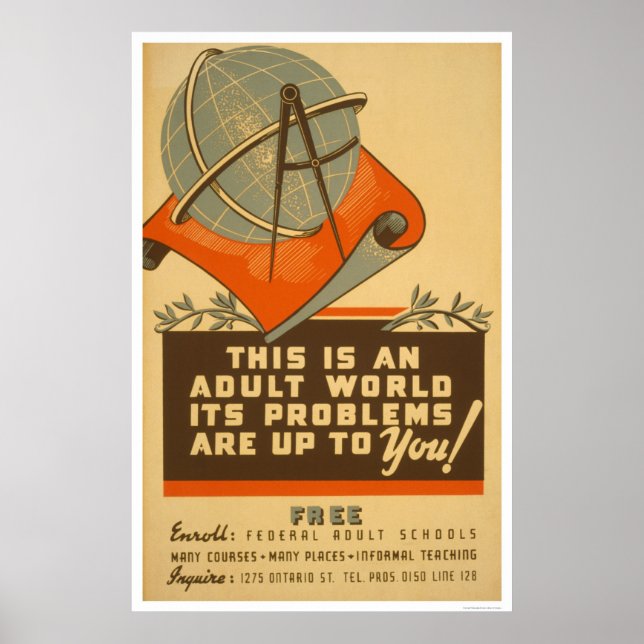 Poster Escola Federal Livre 1938 WPA (Frente)