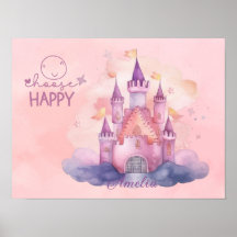 Escolha o Palácio Feliz na Nuvem Rosa Personalizad