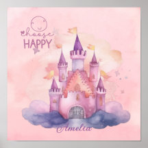 Escolha Palácio Feliz na Nuvem Rosa Personalizado