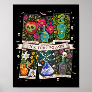 Poster Escolha Seus Venenos Divertidos Bebidas Poções Fel