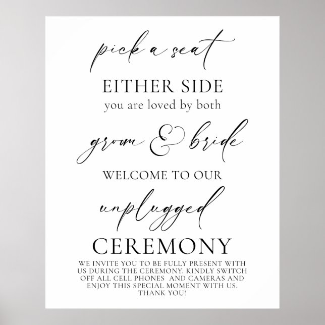 Poster "Escolha um assento, cerimônia de casamento desplu (Frente)