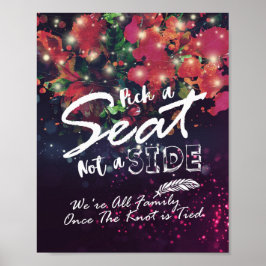 Poster Escolha um Assento Não um Lado Casamento Luz de Co