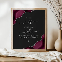 Poster Escolha uma Cadeira Borgonha Ágata Prata Casamento