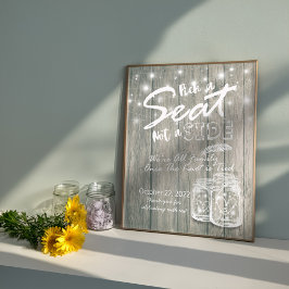 Poster Escolha Uma Cadeira Não Um Lado Sinal de Casamento