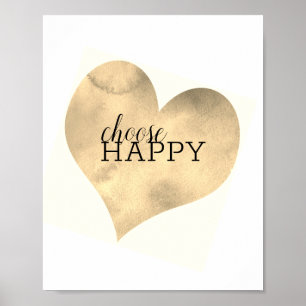 Poster escolha uma citação motivacional feliz de coraç