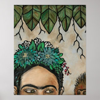 Poster Escondida Frida Kahlo Portrait Monkey