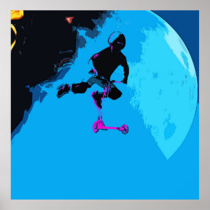 Poster Escootering no espaço - Stunt Patinete Boy