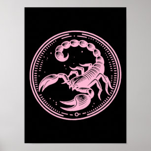 Poster Escorpião Rosa Astrologia Signo do Zodíaco Escorpi