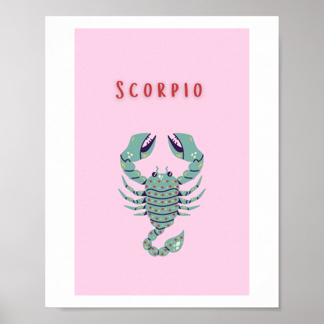 Poster Escorpião Rosa, zodíaco, signo estelar (Frente)