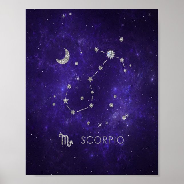 Poster Escorpião-Roxo | Astrologia Cósmica Horoscópio (Frente)