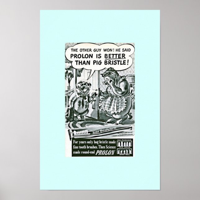 Poster Escova De Dente Engraçada E Velho: Porcos E escova (Frente)