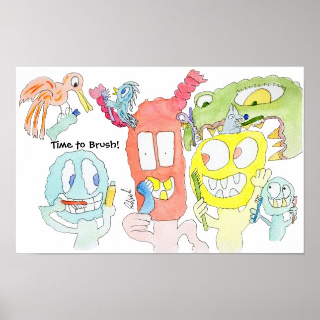 Poster Escove os Dentes, Pequenos Monstros! (Frente)
