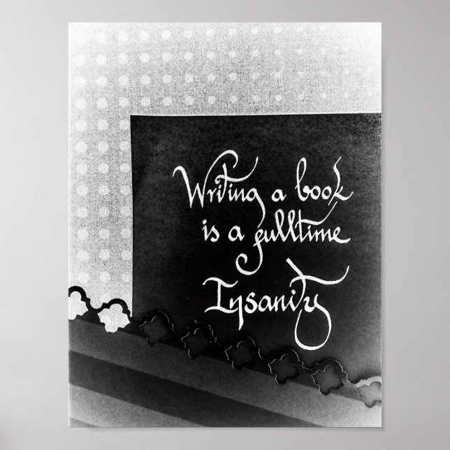 Poster Escrevendo um autor de livro preto e branco (Frente)