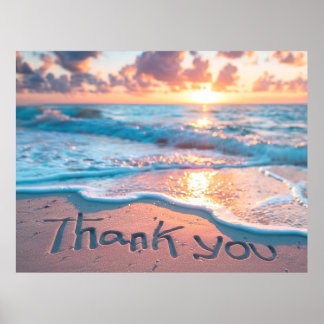 Poster Escrita na Areia da Praia de Agradecimento