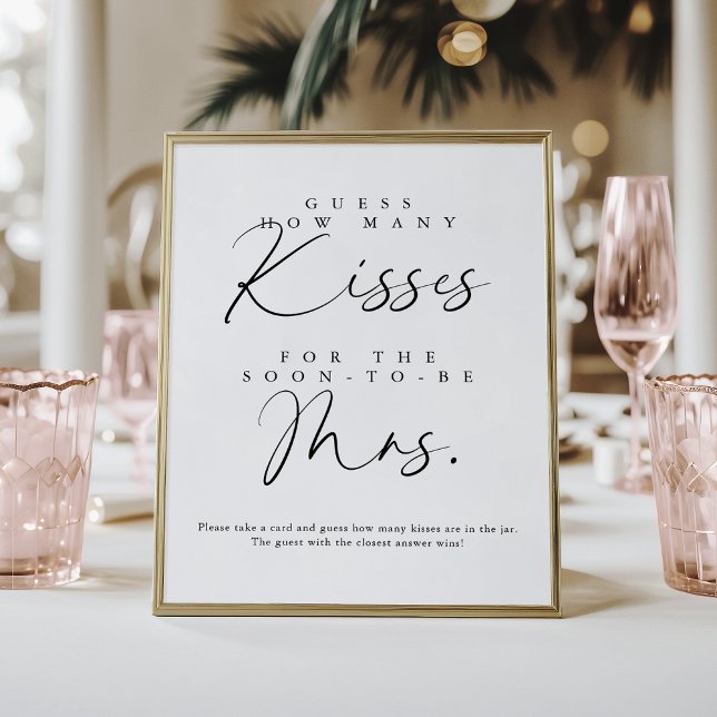 Poster Escrito Manuscrito Elegante Quantos Jogo de Kisses (Criador carregado)