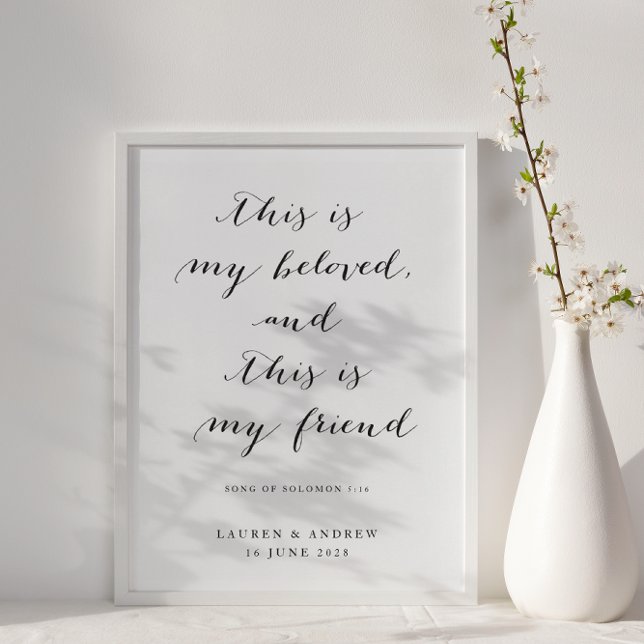 Poster Escrito preto e branco Este é o meu amado casament (Criador carregado)