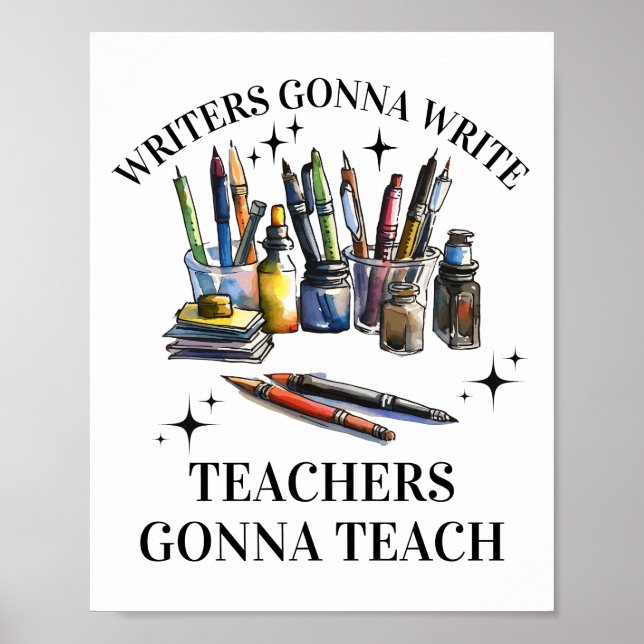 Poster Escritores Vão Escrever Professores Ensinando Ensi (Frente)