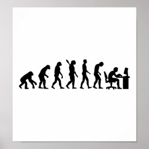 Pôster Escritório do computador da evolução