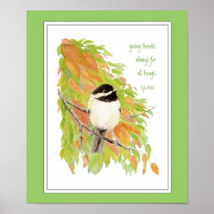 Poster Escritura, acção de graças, outono, Chickadee,