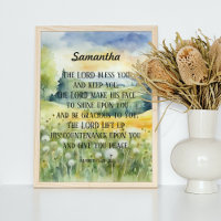 Escritura Cristã de Benção Natureza de Aquarela