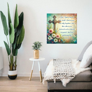 Poster Escritura Cristã Vintage através da Páscoa Floral