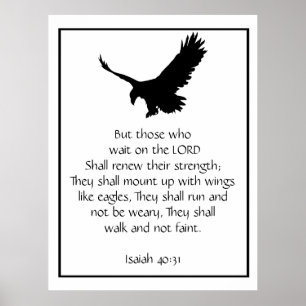 Poster Escritura de Bíblia de Isaiah espera pelo Senhor 