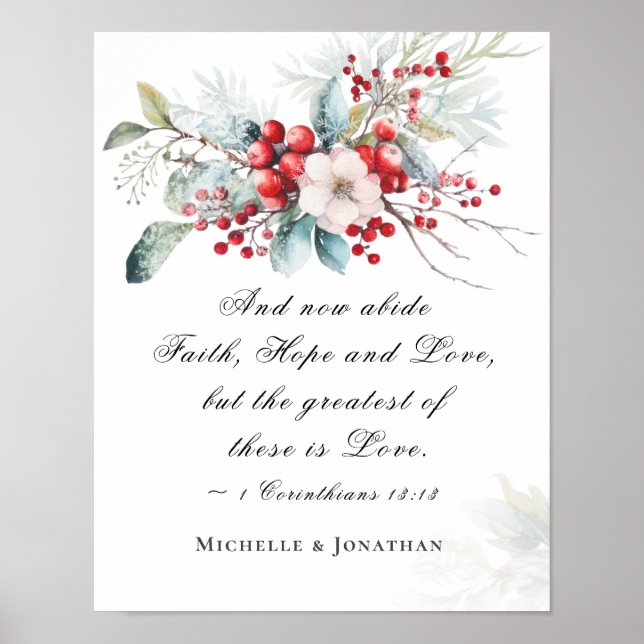 Poster Escritura de Casamento Floral Elegante Winter (Frente)