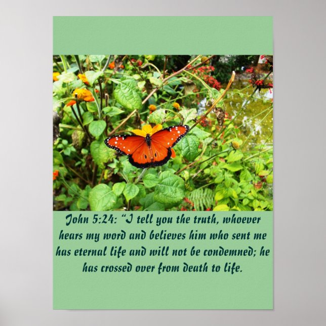 Pôster Escritura de Cristianismo John 5:24 (Frente)