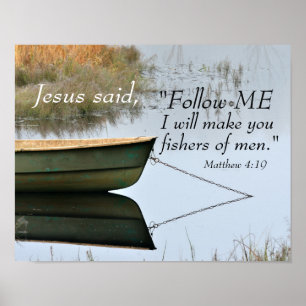 Poster Escritura de Fishers of Men, Mateus 4:19 Bíblia Ve