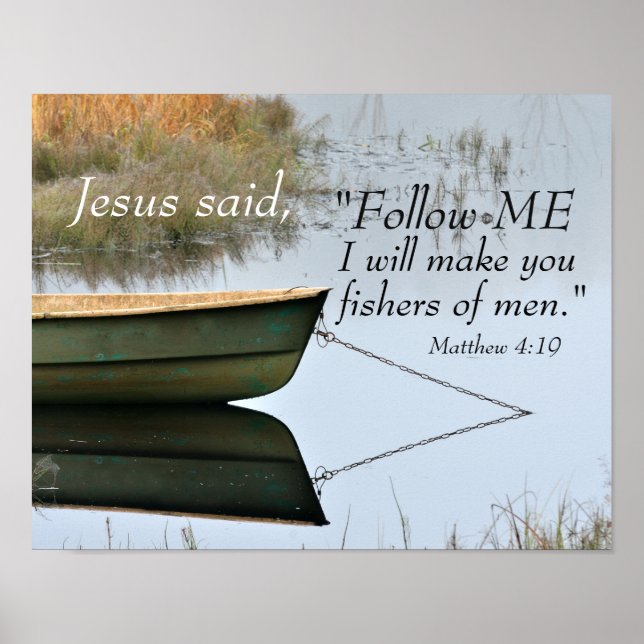 Poster Escritura de Fishers of Men, Mateus 4:19 Bíblia Ve (Frente)