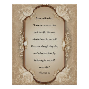 Pôster Escritura de ressurreição, John 11-25, 26