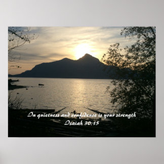 Pôster Escritura do Pôr do Sol sobre a Quietude